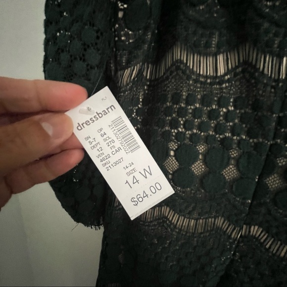 Dress Barn Green Lace Cocktail Dress Size 14W - Picture 10 of 13
